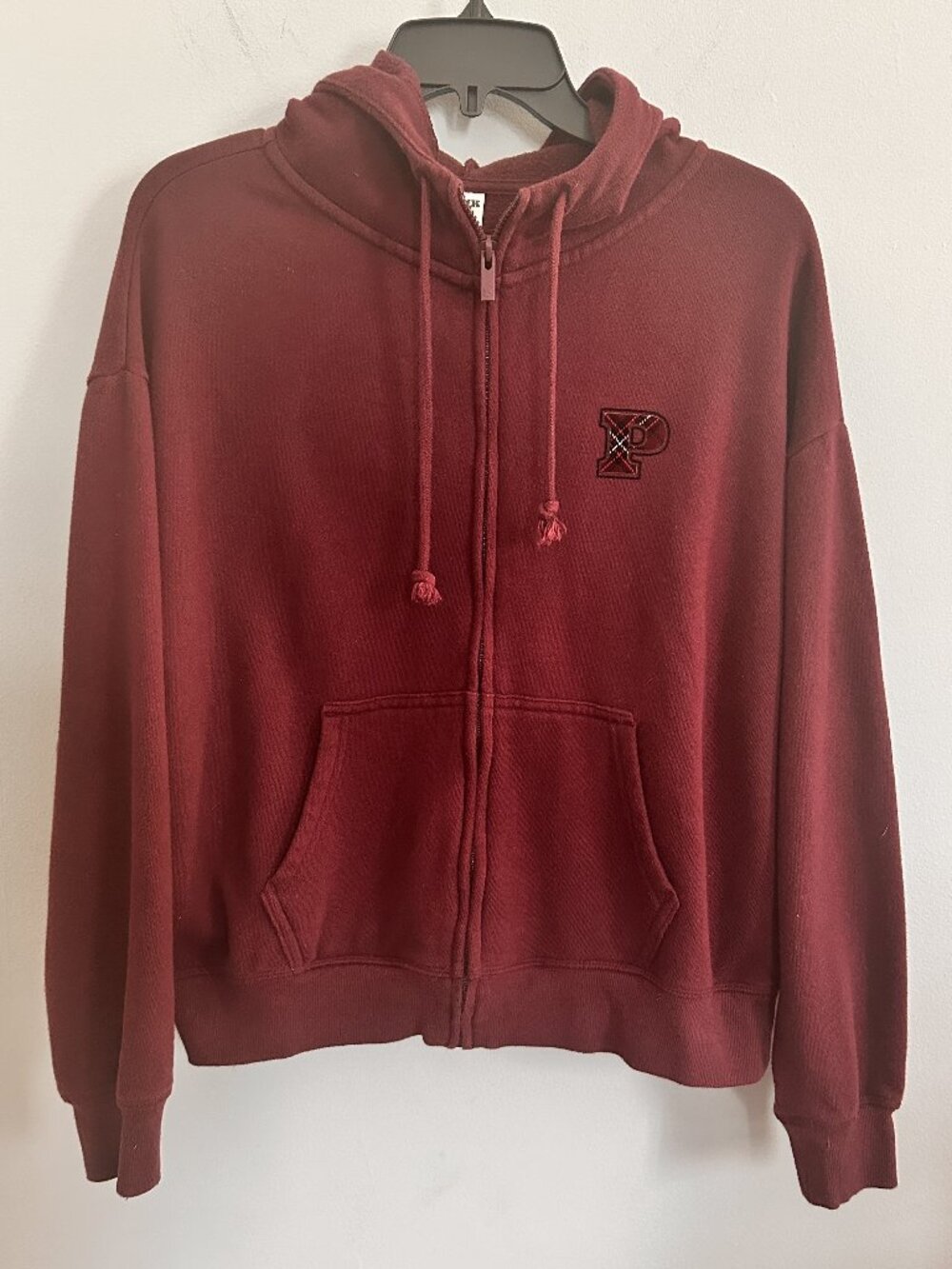 PINK Victoria's Secret Plum Campus Fleece Full-Zip Hoodie - Deep Berry Size XS